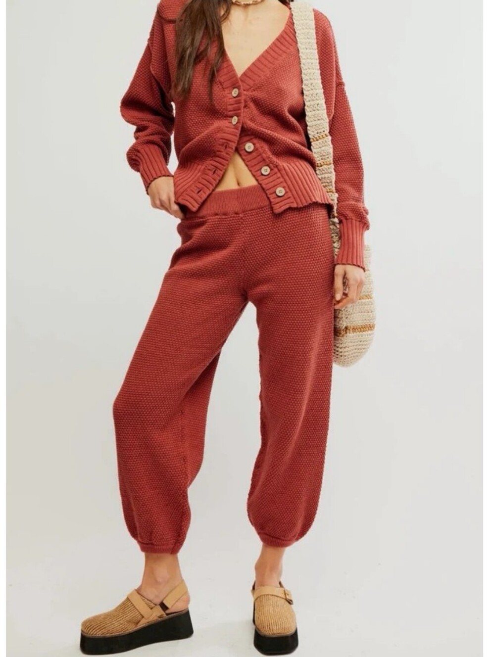 FP Beach Waffle Knit Matching Lounge Set in Canyon Sunset Shade